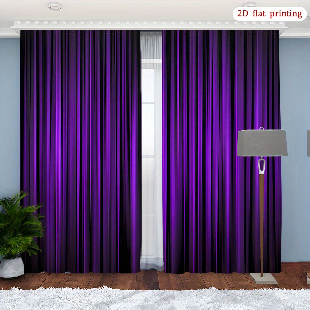 TEMU 2d Flat, 2pcs 2d Flat Printing Room Curtains, 2pcs Vibrant Rod Pocket Curtains - 2d Flat Printing, Window For Bedroom, Office, Kitchen, Living