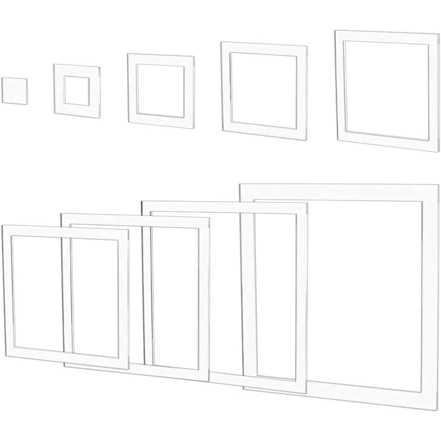 TEMU Transparent Acrylic Square Engraving Template Suit, Including 1.4inch Templates, With Size Ranges From 9.8inch To 9. Woodworking And Projects.