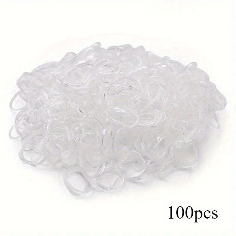 100pcs Clear Disposable Elastic Hair Ties - High Elastic Rubber Bands Ponytail Holders, Easy Style Great For Styling And Organizing Women Hair Ties