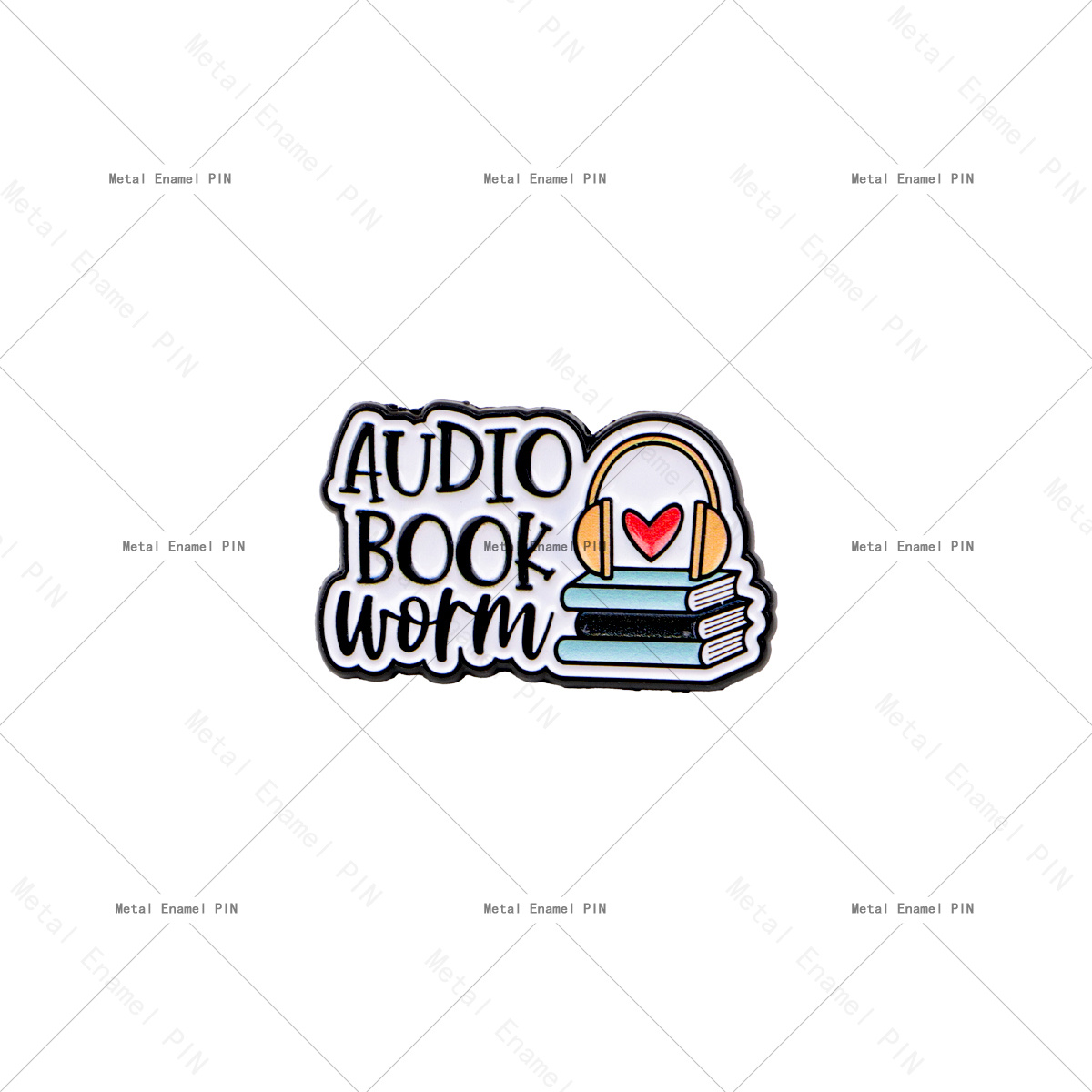 TEMU 1pc Broche Ver Enamel, Broche Épaule Amoureux des Livres, Broche Métal Livres Empilés et Casque Audio, Cadeau Décor Sac à Dos pour Lecteurs