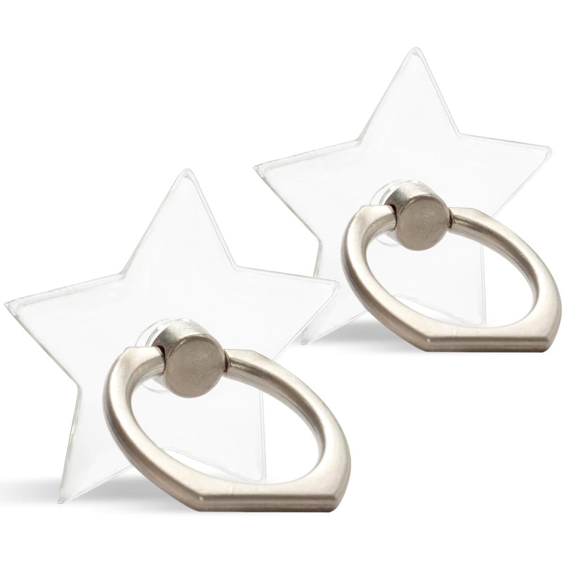 TEMU [2pcs Set] Transparent Ring Mobile Phone Ring Holder, Acrylic 360-degree Rotation And 180-degree Adjustable Ring Stand, Mobile Grip Pentagram