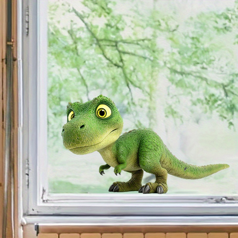TEMU Reusable Static Cling Dinosaur Window Stickers Suitable For Glass Doors, Mirrors, Bathrooms - Realistic Removable Decals With Vivid Eyes, Thick