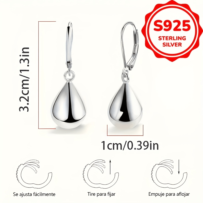 Women's 925 Sterling Silver Teardrop-Shaped Earrings