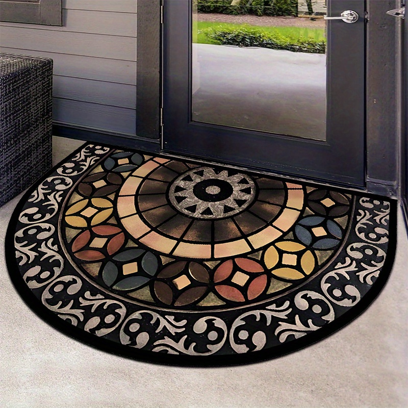 

Luxury Vintage Half Round Entryway Rug - Thick , Non-slip Bottom, Modern Pattern For Living Room, Bedroom And Entryway