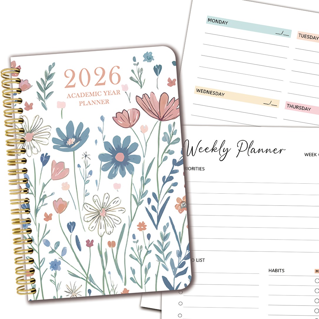 TEMU 2026 Weekly & Daily Planner Notebook With Spiral Binding - 8x10 Inch Soft Cover Diary & Schedule Organizer, Smooth For ' Growth Tracking,