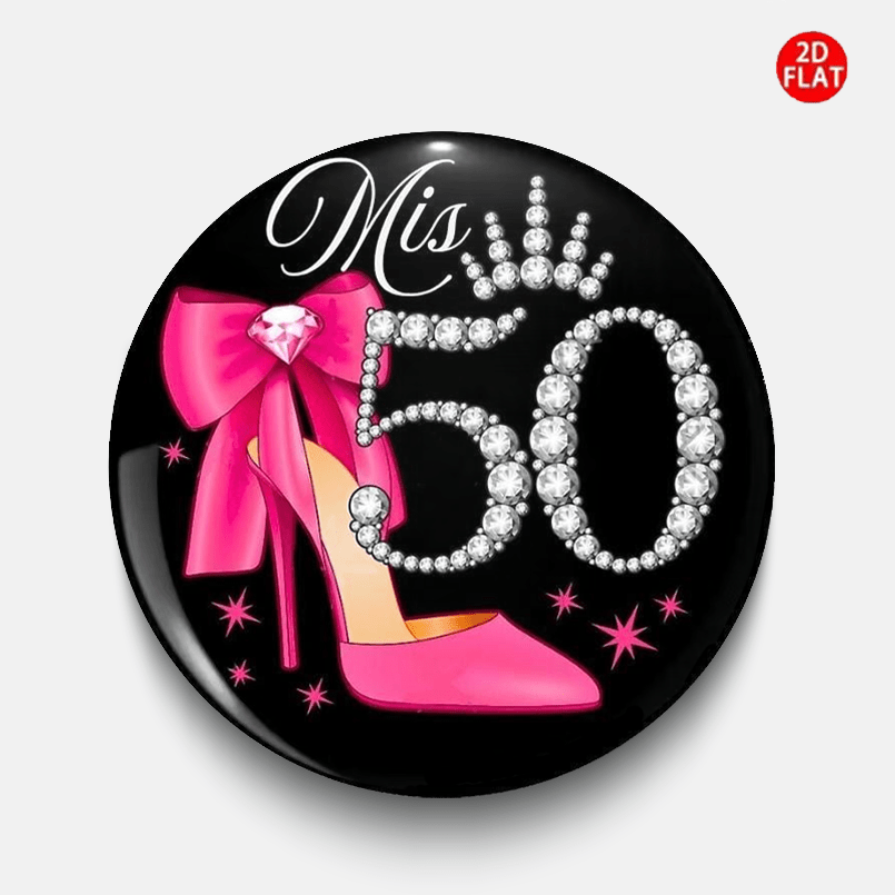 TEMU a forma di 2D piatta per il 50簞 compleanno, adatta per piccoli accessori, elegante per jeans, vestiti, e zaini - Regalo per 50 anni, Natale, San
