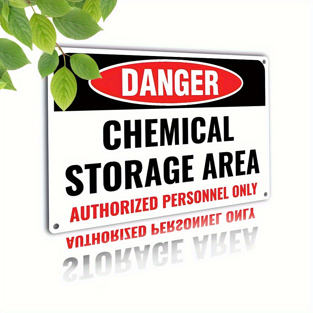 TEMU 2d Flat, 1pc - Chemical Storage Area Sign - Vintage Metal Warning Decoration With Hazardous Materials Label, Personnel Entry Only Signage