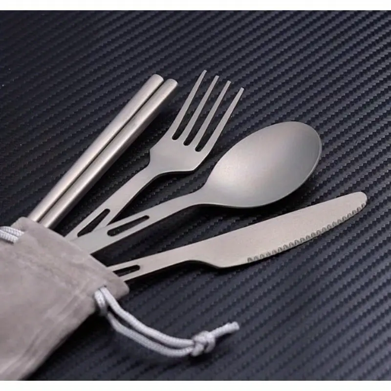 titanium camping utensil set 5pcs lightweight knife spork and chopsticks for backpac backpacking , hiking gear, backpacking essentials, mini utensils, spork design, , material, spoon, portable cutlery, travelers, tent jul mekfat Product details 2
