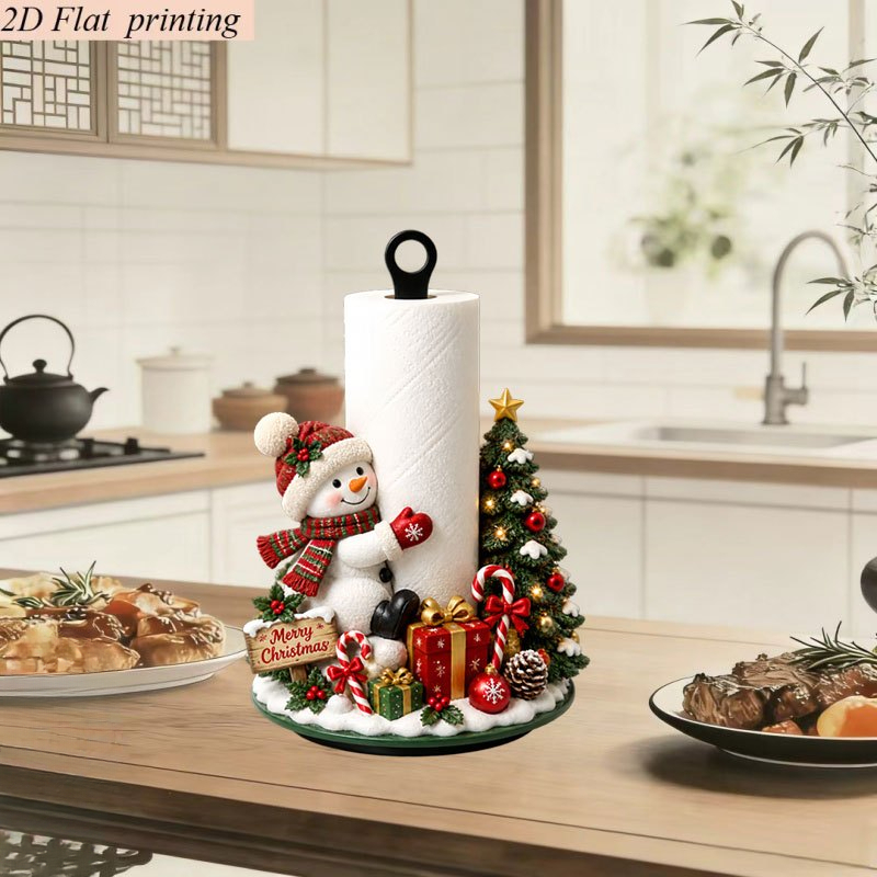 soporte para toallas de papel de cocina acrílico con forma de   de navidad y   para impresión   2d, 1  , organizador de pañuelos de escritorio con tema navideño  , artículo decorativo para crear   festivo, universal para cocina, baño,   y comedor