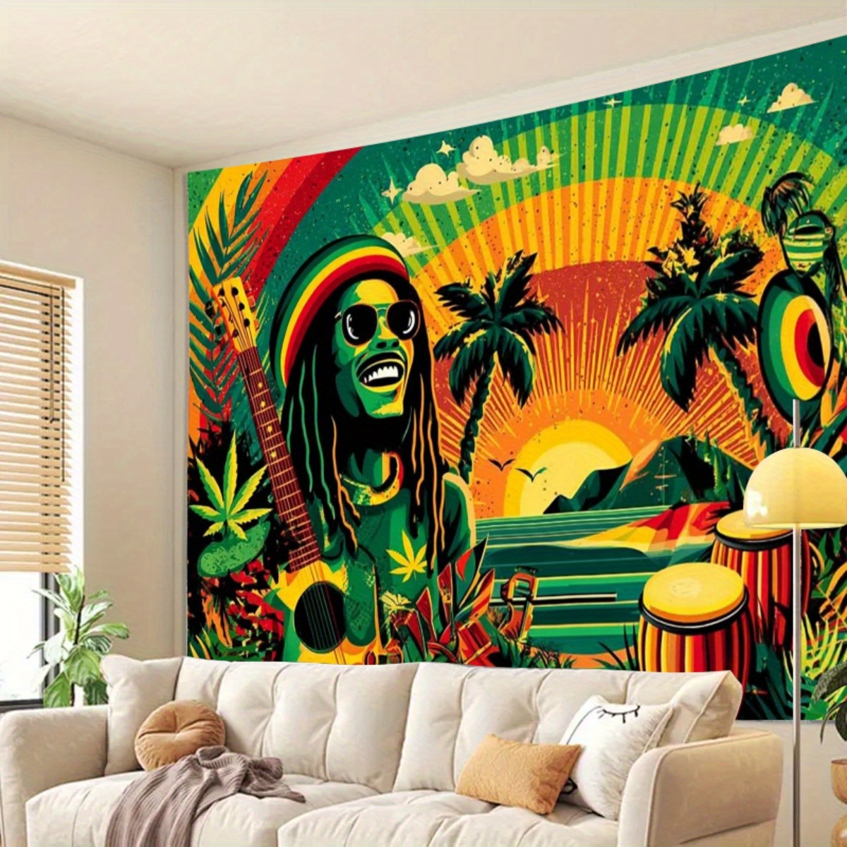 Reggae Music Theme Backdrop Banner For Party And Room Decoration_voghion.com