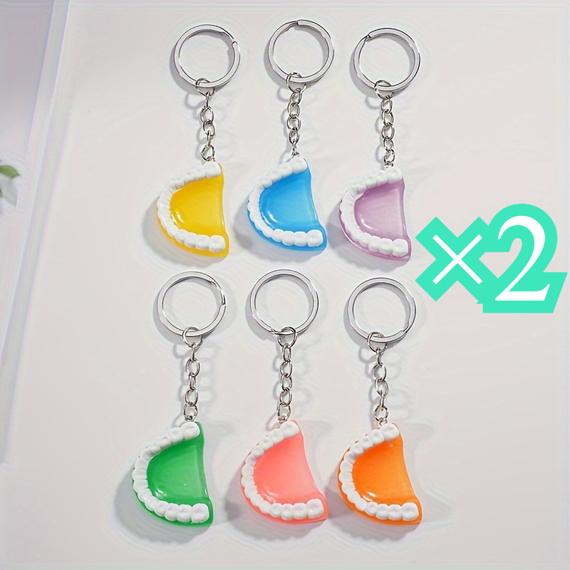 TEMU Gift For Her/him 12pcs Fun Denture Keychain - Colored Resin, Perfect For Spoofing Gifts, Ideal Gifts For Dentists And Nurses Halloween
