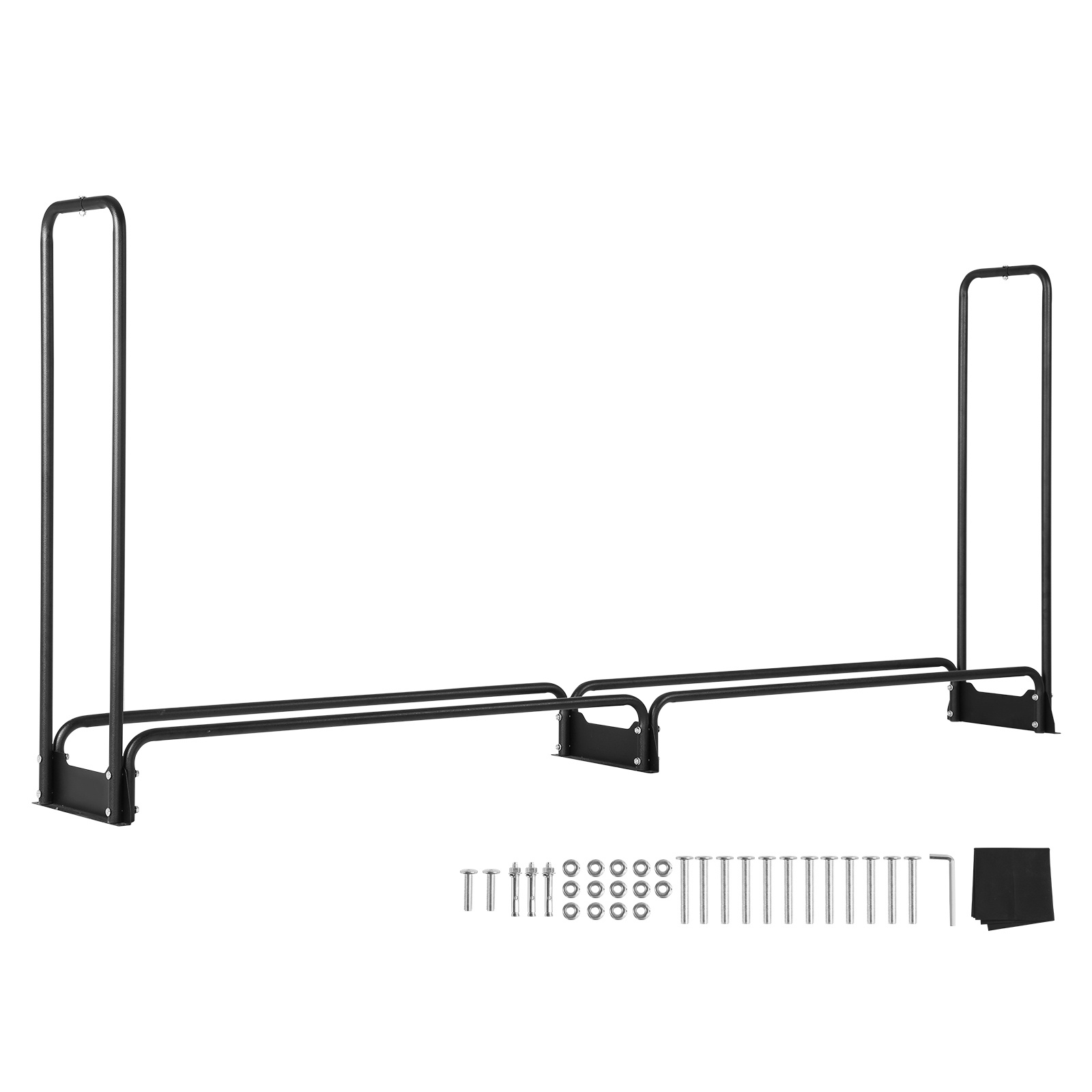 Image of 2.4m Outdoor Firewood Rack With Cover, 244 X 36 X 117cm, Heavy Duty Firewood Holder And 600d Oxford Waterproof Cover For Fireplace, Patio, Indoor/outdoor Log Storage Rack 1/2 Cord Of Firewood