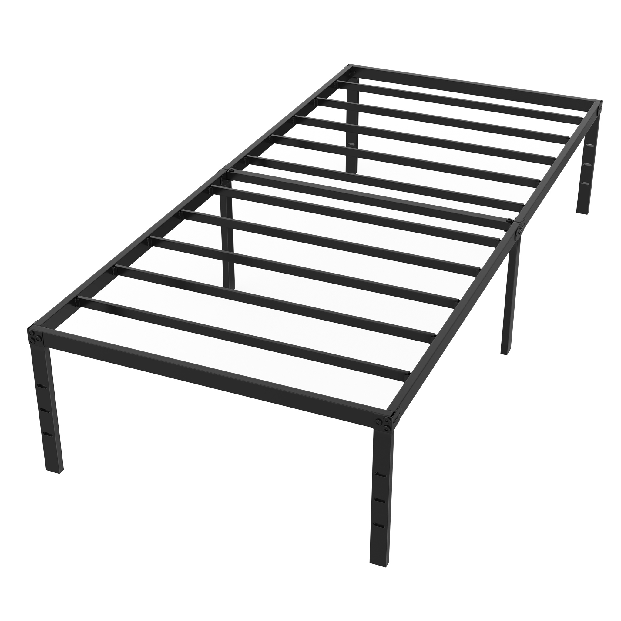 Metal Bed Frame With Slatted Frame Wooden Slats Support, Easy To Assemble, Black