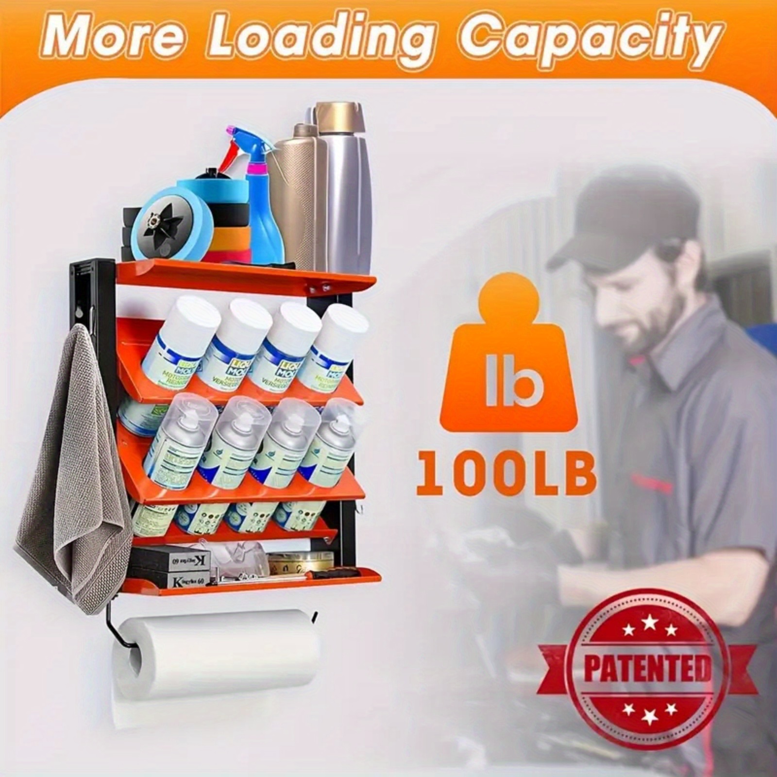 Image of 5- Tier Wall- Mounted Spray Bottle Shelf | Heavy- Duty Steel Organizer Holds 45kg, Paper Towel Rack For Garage Workshop