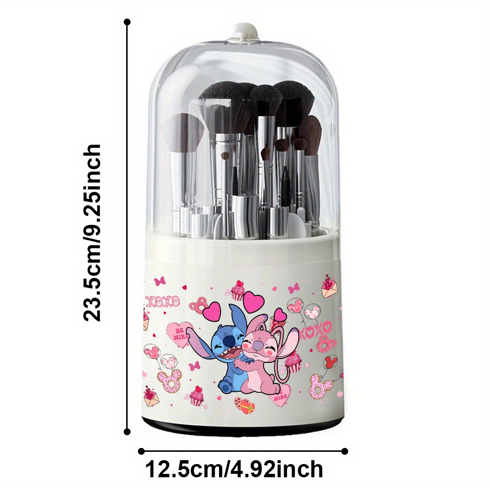 1pc     cosmetic storage box rotating dust proof makeup brush holder with clear viewing lid   hearts design ideal for dressing table or desktop makeup brushes Product details 3