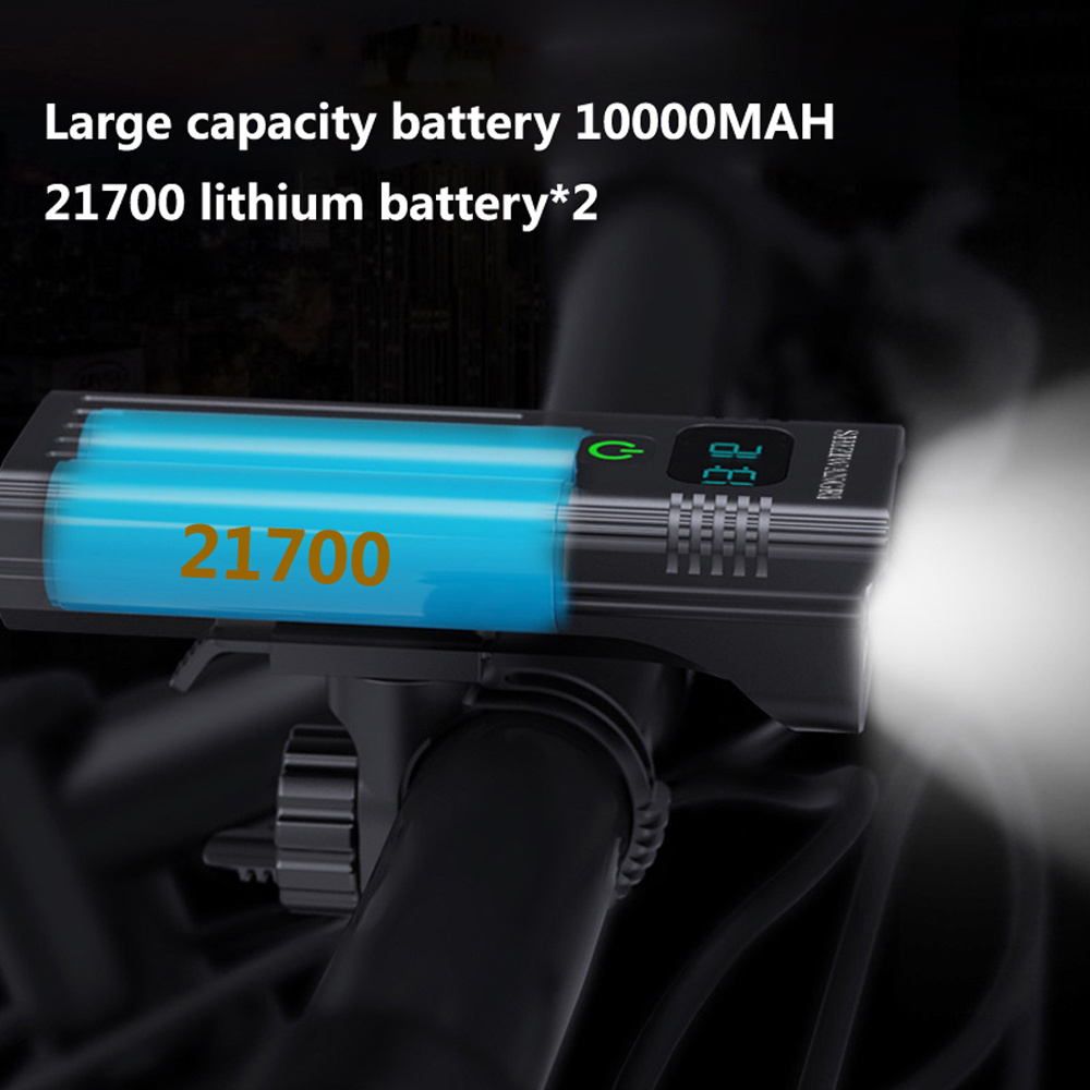 8*LED 10000mAh Fietslicht Bergfiets Voorlicht Hooglicht Vermogensdisplay USB Oplaadbare Koplamp Zaklamp -verblinding Aluminiumlegering Fietsaccessoires