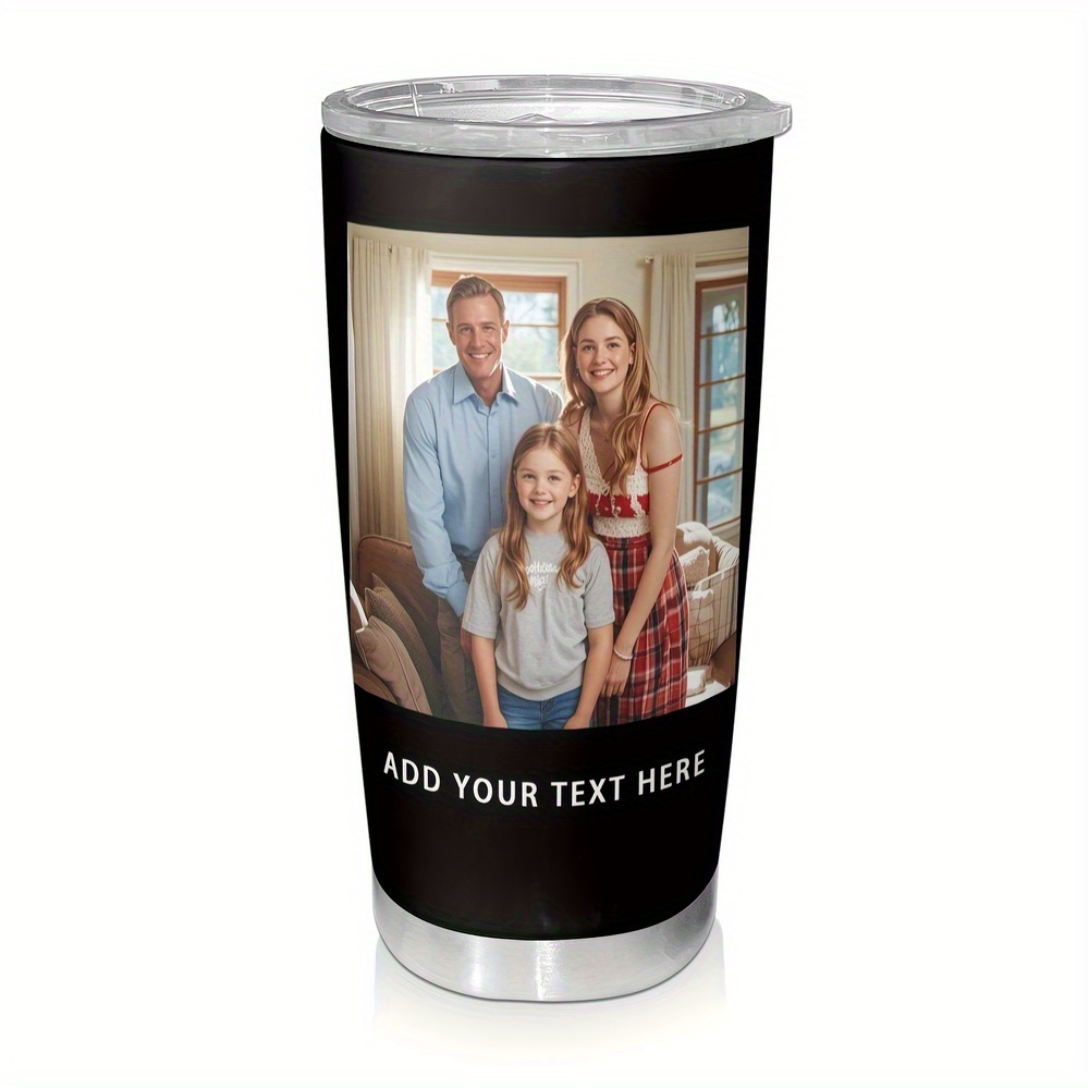 1pc Personalized Coffee Tumbler With Picture, Custom Photo 20oz Stainless Steel Tumbler With Lid And Vacuum Insulated, Personalized Coffee Travel Mug - Personalized Christmas Gifts For