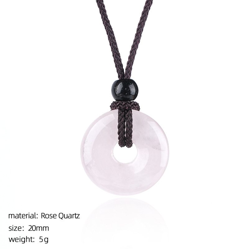 Natural Stone Carved Chinese Safety Knot Pendant Necklace