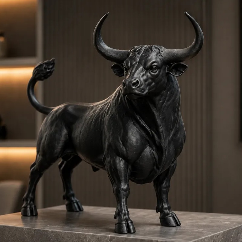 TEMU Bull Sculpture Statue - Zodiac Sign Pvc Figure Suitable For Bookshelf & Desktop Display, Western Farmhouse Tabletop Decor, -themed Gift For Home