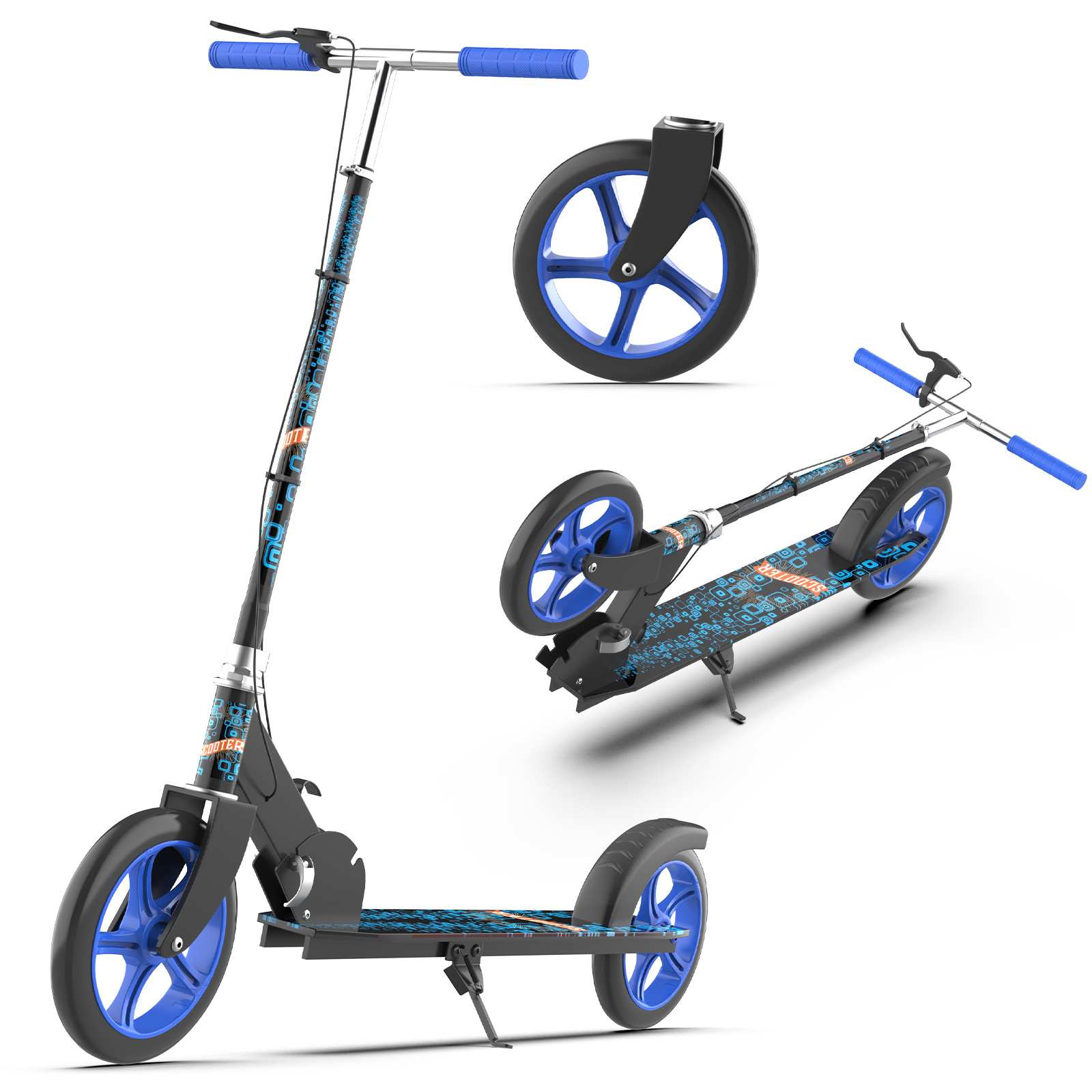 Image of Height Adjustable Foldable Scooter With Hand Brake Shock Absorption And Shoulder Strap Lightweight And Safe For Occasions, Without Battery