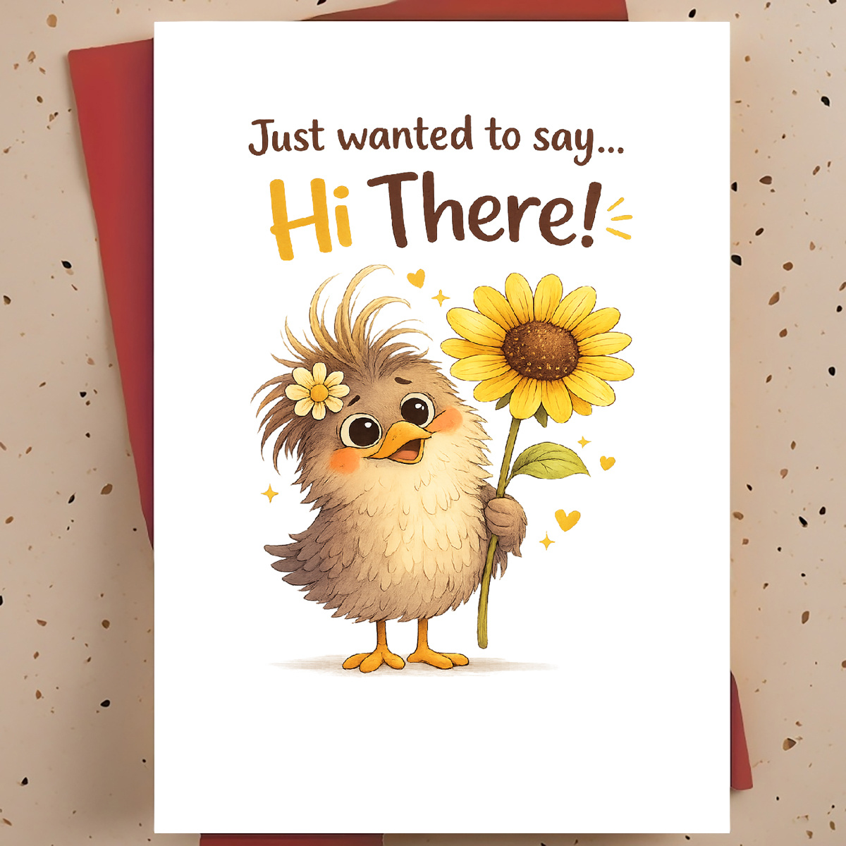 TEMU 1pc Cute Card With Adorable & Feathered Chick Design With Eyes - All-occasion Sympathy, Birthday, Christmas, - Lightweight Paper Card For ,