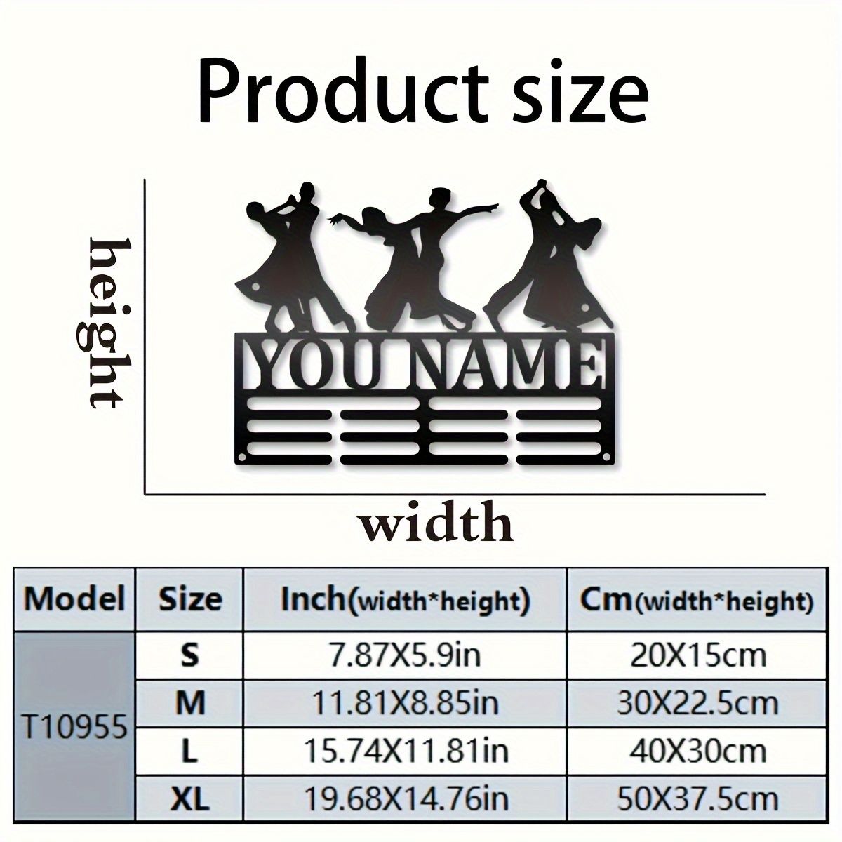 TEMU Wall Sculptures 1pc Personalized Dance Medal Hook - Custom Name Ironwork Hook, Elegant Silhouette Design, Durable Wall Display Stand, Suitable