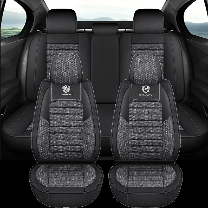TEMU Five-seat Seat Covers, Suv Seat Covers Breathable Linen Seat Covers- Removable, Washable, Soft And Durable Interior Accessories, Seat Covers,