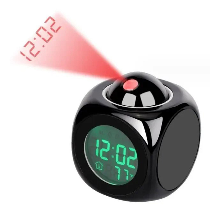 TEMU 1pc Alarm Clock | Ceiling Display, Pause, Voice , Temperature Display, Plastic Material, Square Shape, Requires Aaa Batteries (not Included)