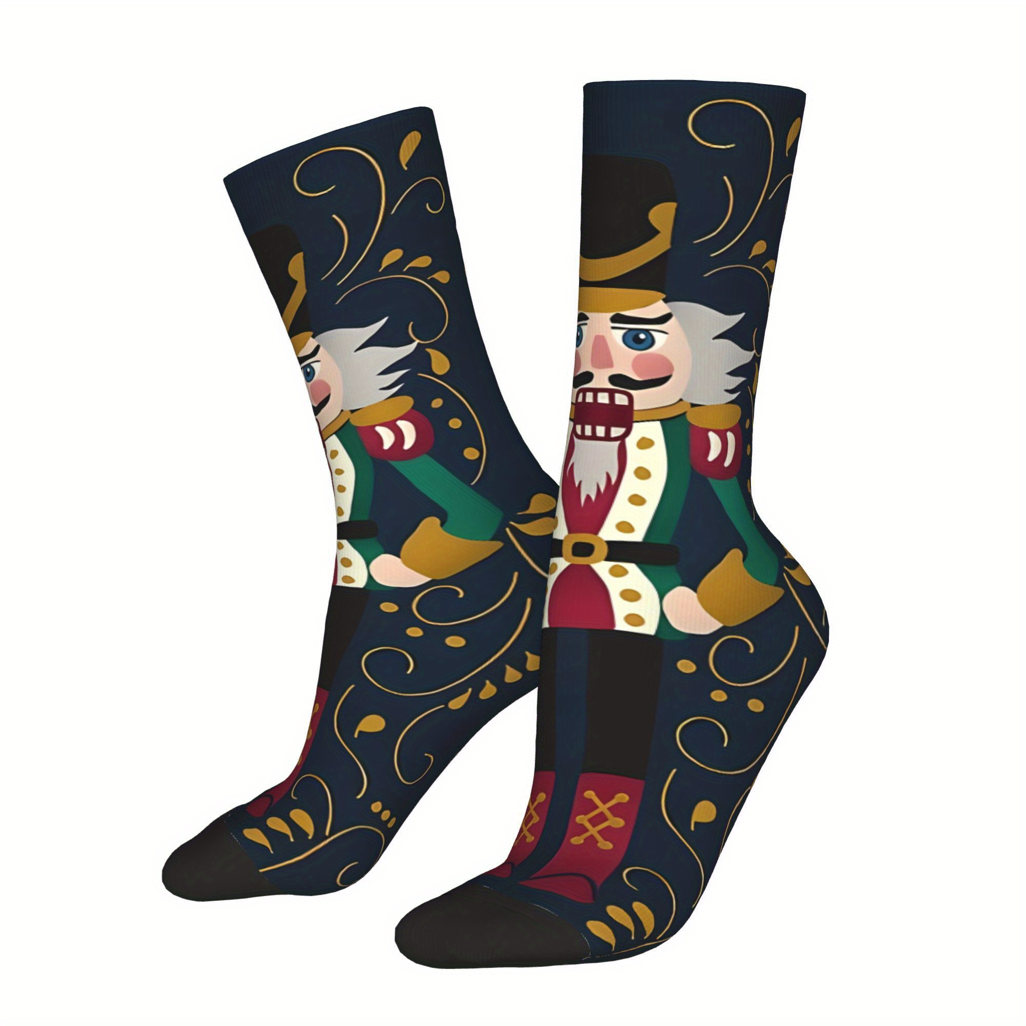 TEMU 2d Print Design Nutcracker Soldier Kawaii Socks Cycling Stockings Gift