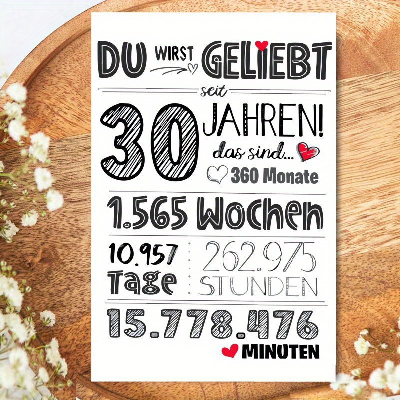 E-shop Eine humorvolle deutsche Geburtstagskarte zum 30. Geburtstag, ideal für jede Geburtstagsfeier und ein tolles Geschenk für Freunde, Geschwister,