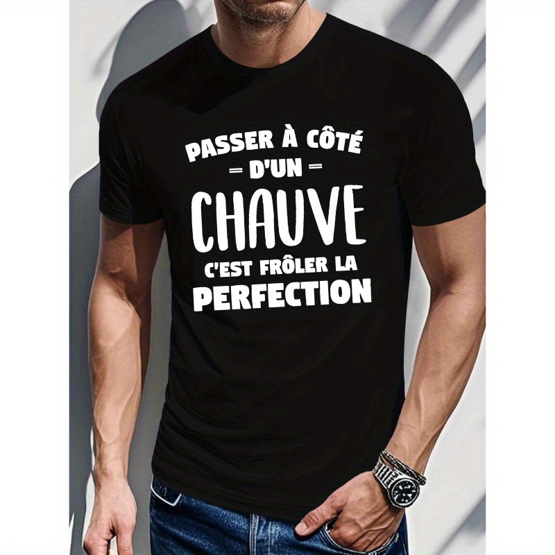 

T-Shirt Décontracté pour Homme à Col Rond, Tissu en 100% Polyester, Motif Géométrique, Coupe Régulière, Haut d'Été - Noir