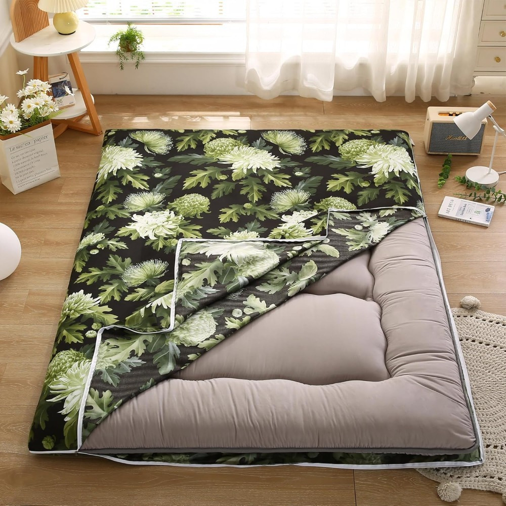 Housse De Futon Imprimée – Fermeture éclair Complète, Coton Doux, Lavable, Protection Anti-poussière Pour Tatami Ou Lit