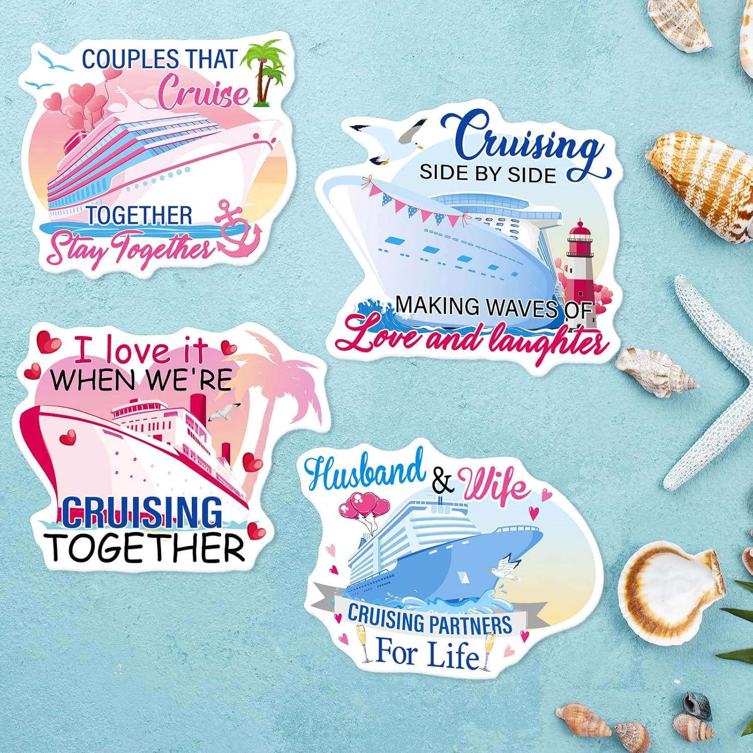TEMU Cruise Ship Door Decor Magnetic Stickers - 4-pack Couple Cruise Ship Door Decor, Love-themed Cruise Ship Door Decor Magnetic Stickers, Suitable