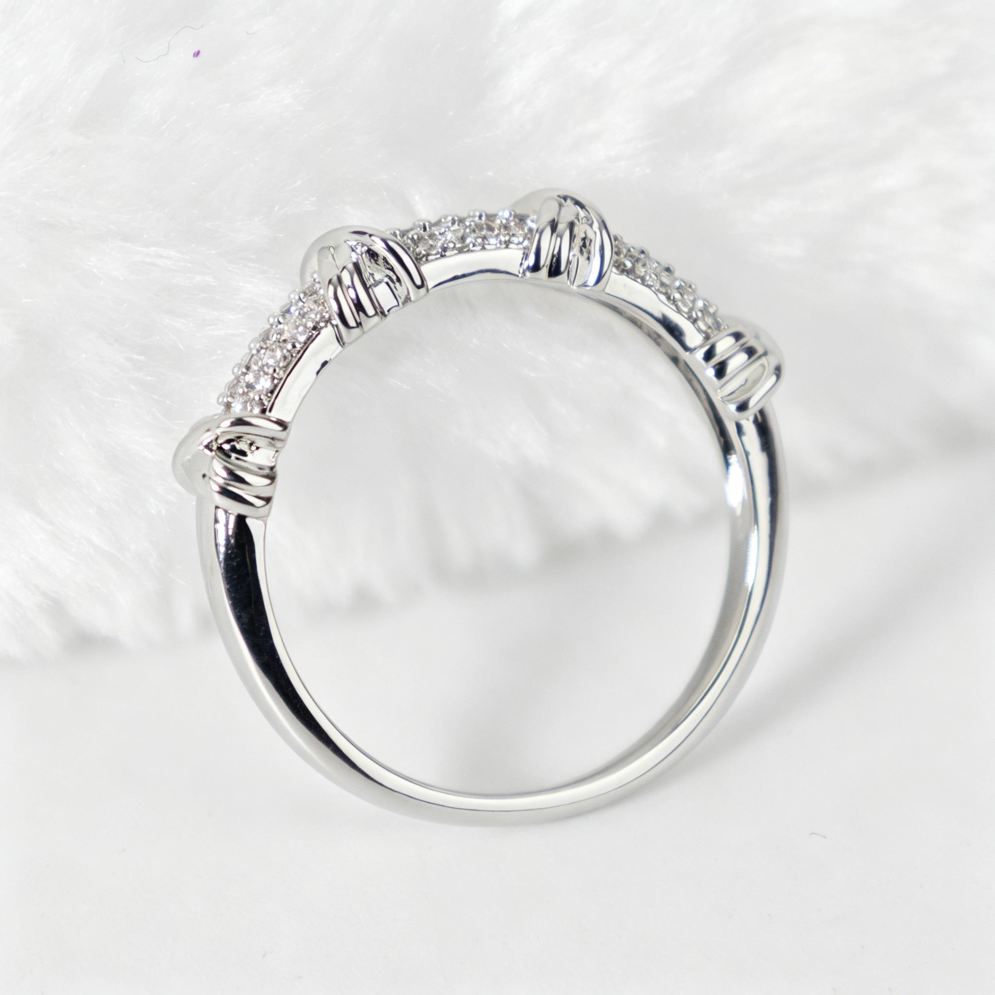 Women's Adjustable Two-Tone Cross Pattern Synthetic Zirconia Ring