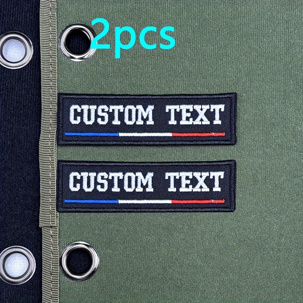 TEMU Badges nominatifs brodés tactiques français personnalisés 2 pièces avec dos et surface en fausse fourrure auto-adhésive, adaptés à la décoration