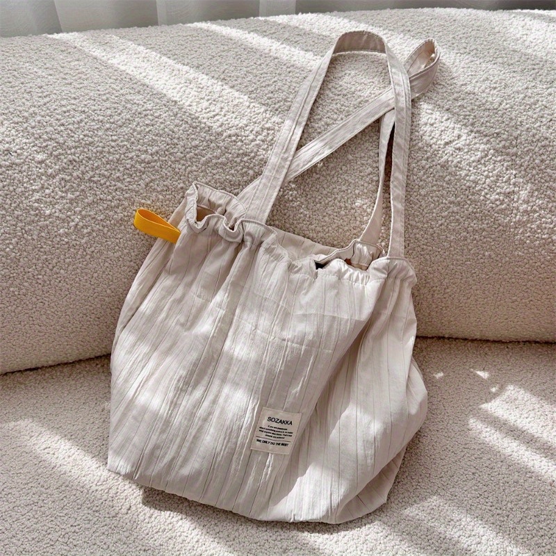 TEMU Casual Tote Bag With Drawstring Closure Suitable For School,, Travel - ///, Bookbag, -care Hand Wash Or Dry
