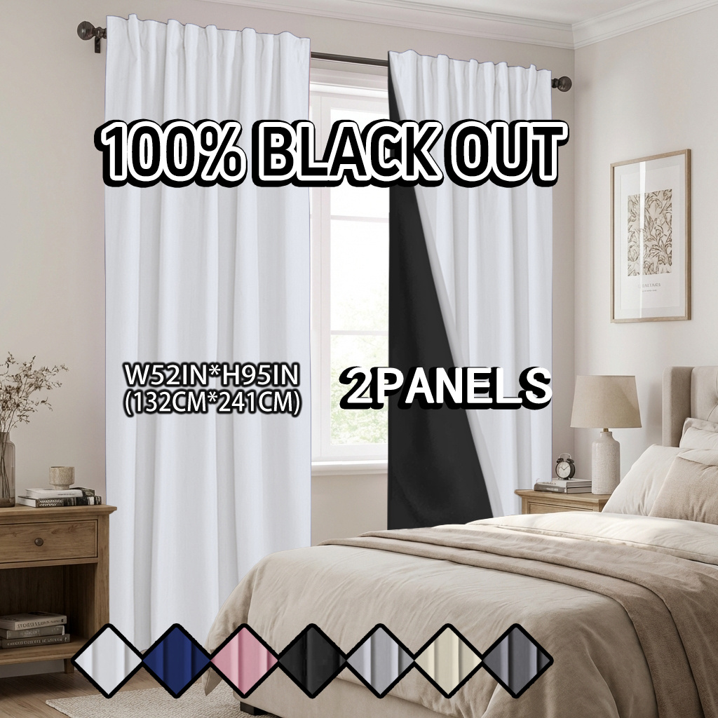 TEMU 2pcs Pack, 100% Blackout Thermal Curtains, Privacy Protection, Warm Noise Insulation, Darkening Room, Rod Hanging Curtains, Partition Curtains,