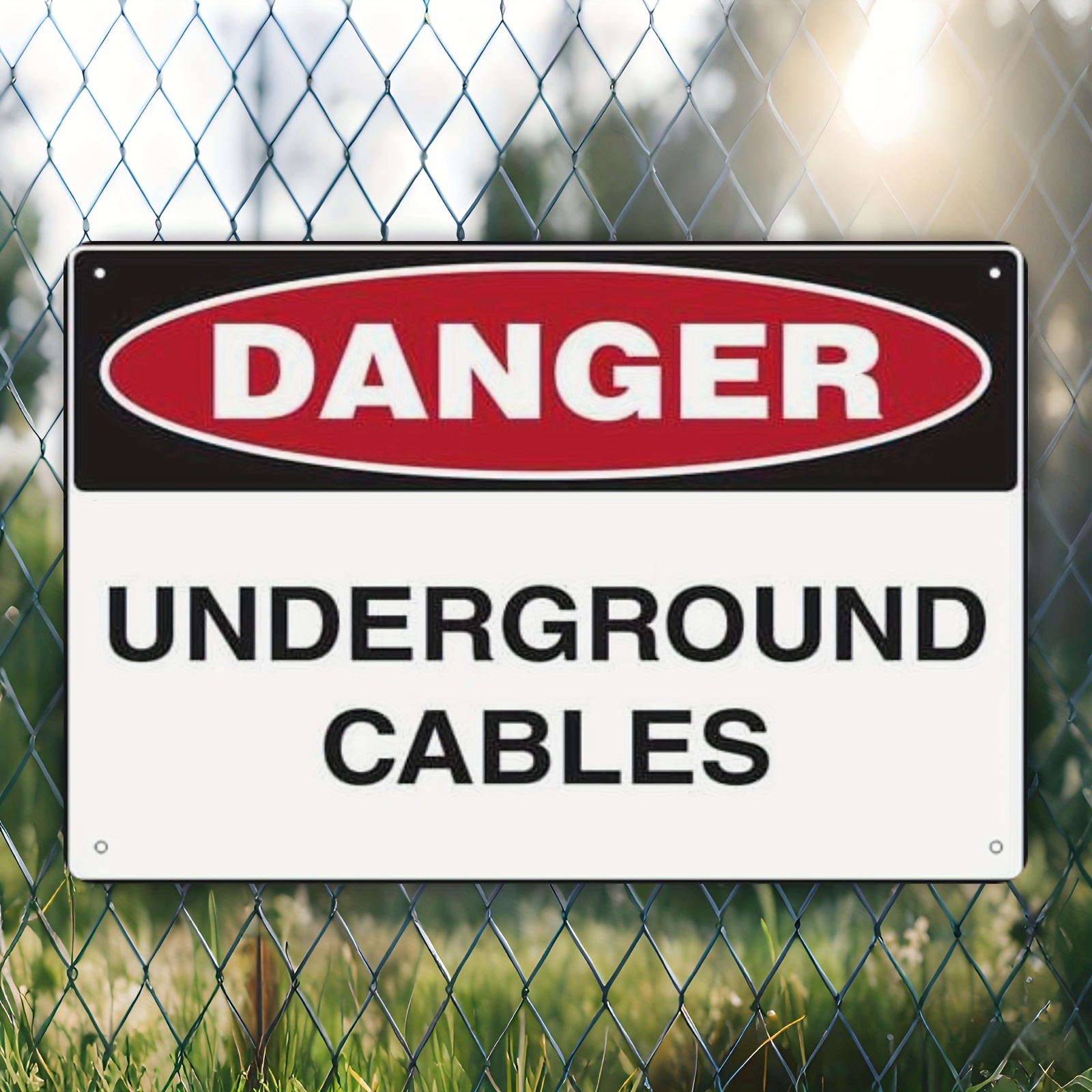 TEMU 2d Flat, Unframed Underground Cable Metal Plaque Wall Decoration, 2d Flat Courtyard Sign Gift Idea, 20*30cm / 8*12 Inches, Frameless, 2d Flat