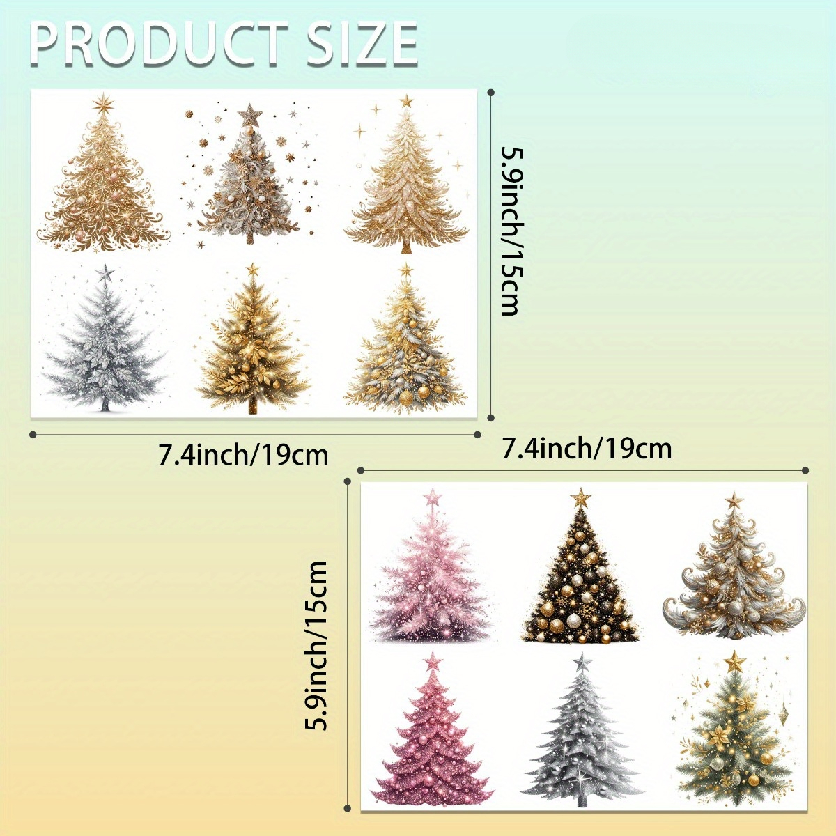TEMU 12pcs Set Of Exquisite Christmas Tree Uv-dtf Transfer Films, Scratch-resistant, Suitable For Cups, Bottles, Computers, And Home Decor. Uv-dtf