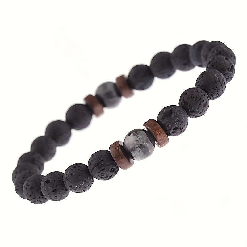 3pcs Men's Natural Stone Bracelets with Essential Oil Beads