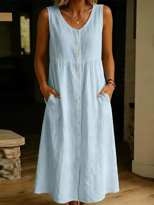 lightweight cotton summer dresses Linen Midi Dress for Women 2024 Short Sleeve Causal Loose Tshirt-Dress Trendy Elegant Beach Sundress at Amazon Women's Clothing store keeping you cool and fresh even on the hottest summer days Lightweight Cotton Summer Dresses |