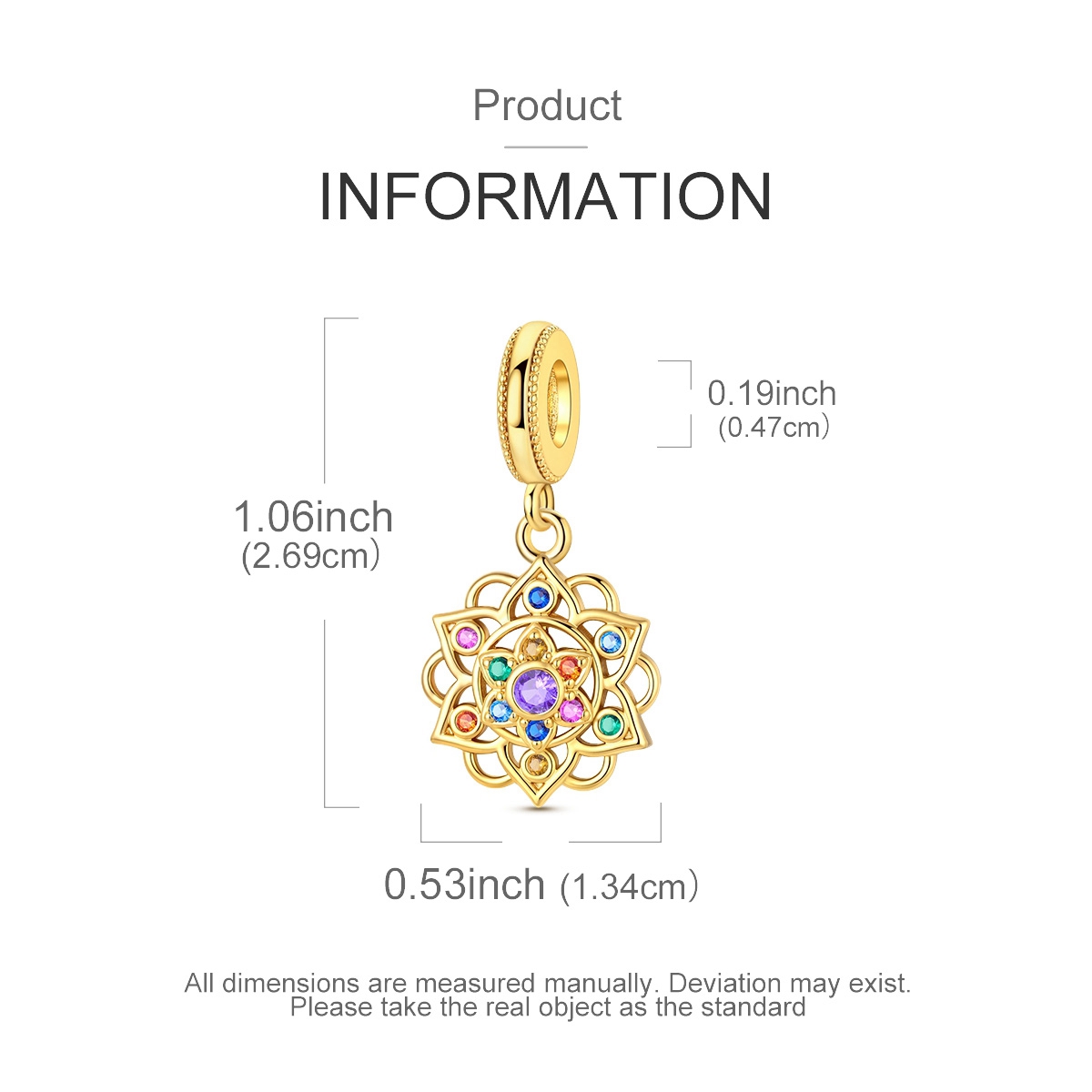 Golden Vintage 3D Lotus Pendant for Bracelets & Necklaces
