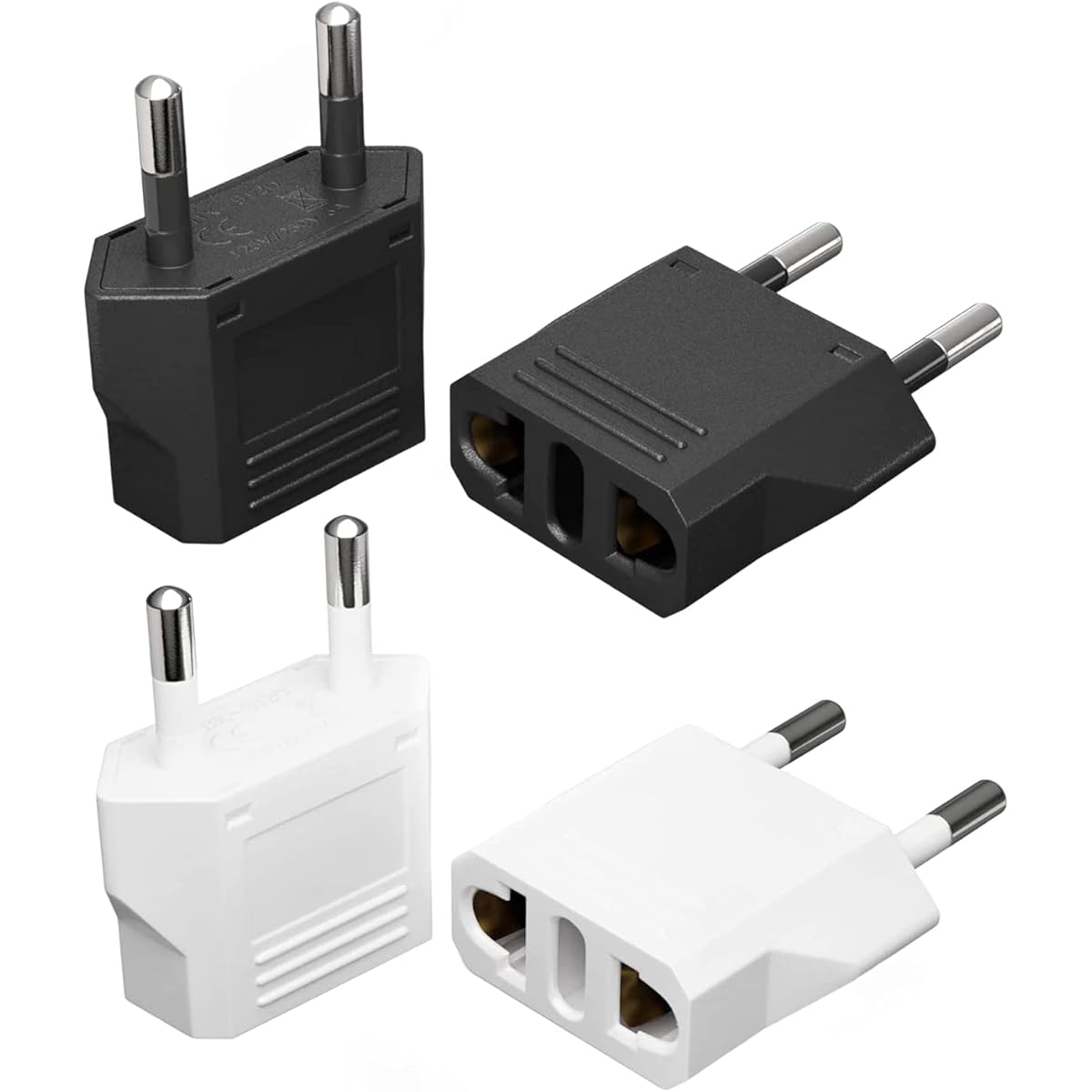 TEMU 4 Pack Of Us/ca To Eu European Plug Adapter, Europe Outlet Travel Adapters Universal Wall Plug Travel From Usa/canada To Europe/asia Socket