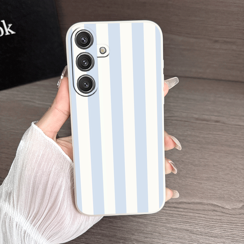 TEMU Phone Case - Striped Light Blue White Print Pattern Phone Case For For Galaxy A03 A04 A05s A06 A07 A10s A11 A12 A13 A14 A15 A16 A17 A20 A22 A23