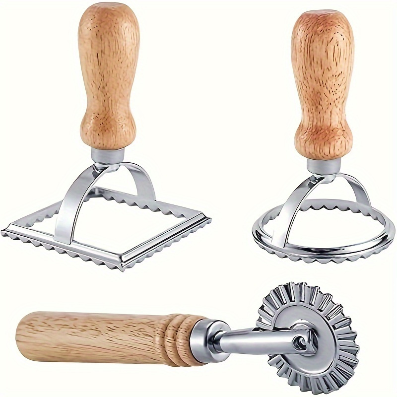 Ensemble de 3 emporte-pièces en métal Hundnsney avec rouleau à pâtisserie, moule à pâtes, dumplings, lasagne et outils de cuisson pour tartelettes et pain - Parfait pour la pâtisserie et la cuisine !