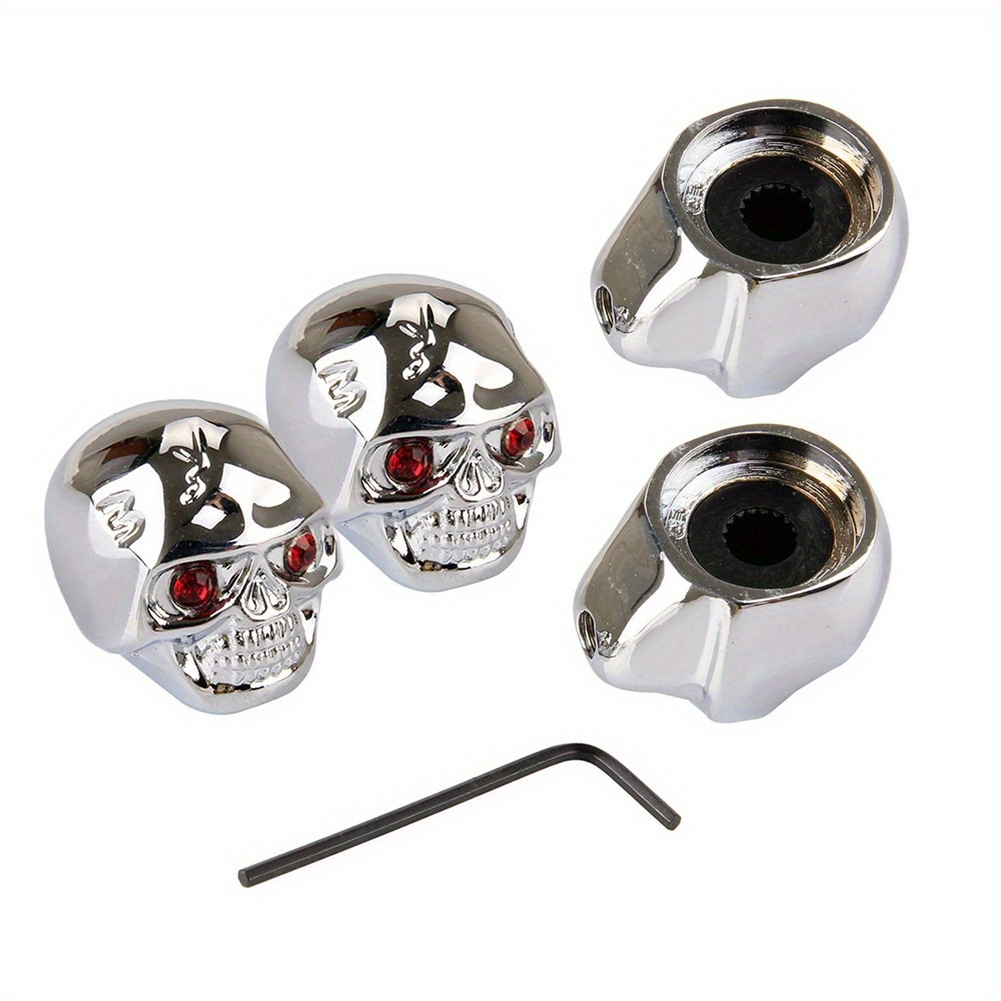 Set of 4 Skull-Shaped Metal Volume Knob Caps for Electric Guitars, Designed for Both Guitar And Bass, Featuring a Creative Color Design.