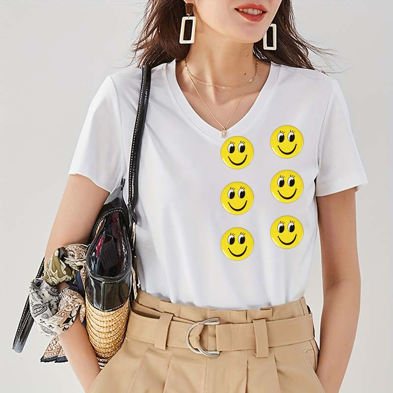 TEMU A 6pcs Badge- Yellow Big Eyes Metal Pin, Round Casual Decorative Pin, Suitable For Jackets, Bags, Hats, Diy Handicrafts