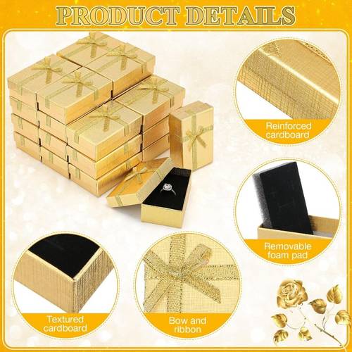 24 48pcs jewelry gift boxes empty jewelry boxes cardboard ring boxes paper bangle box bracelet boxes with lid ribbon bowknot bulk for wedding birthday valentines day necklace packaging