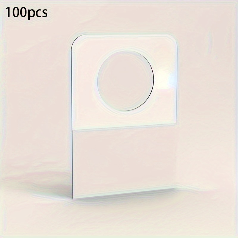 TEMU 100/200pcs Transparent Self-adhesive Hanging Tabs With Round Holes- Durable Plastic Labels, Suitable For Retail Display, Office And Home Use