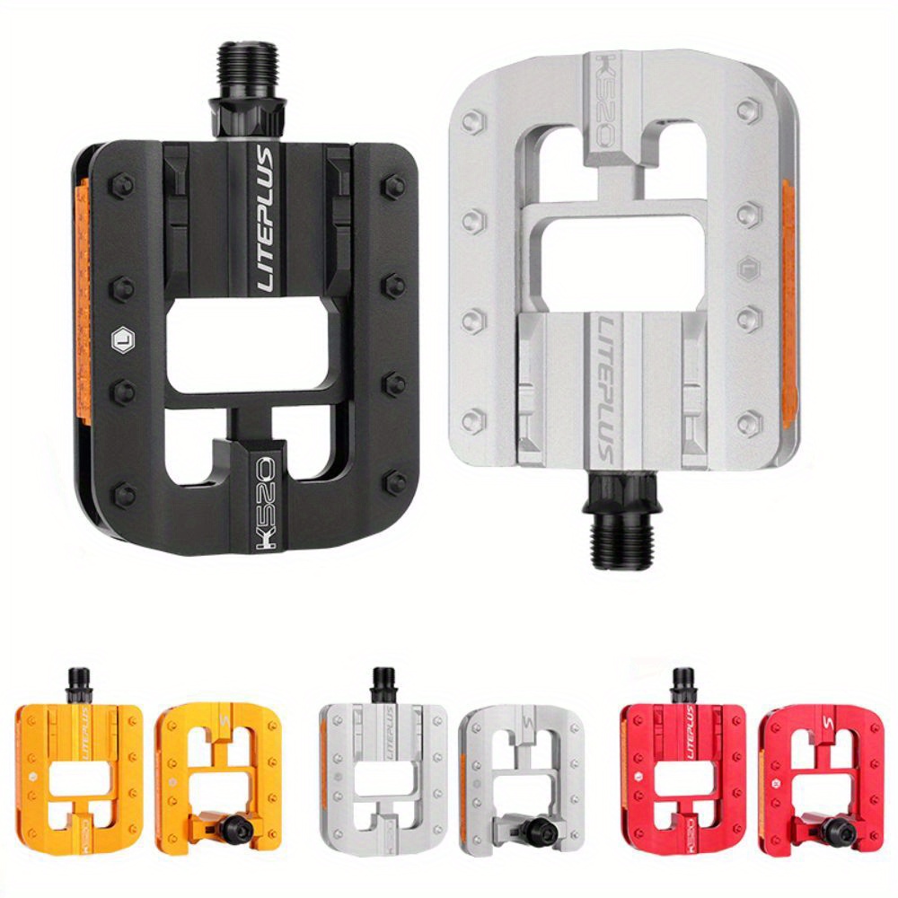   compact folding bike pedals durable aluminum alloy anti slip waterproof with reflective safety panels for night riding slide solid bike parts